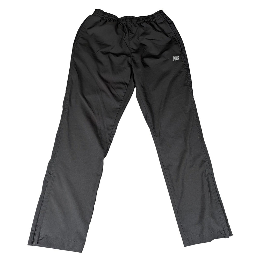 New Balance Mens Track Pants Black Elastic Waist Ankle Zip Athletic Joggers